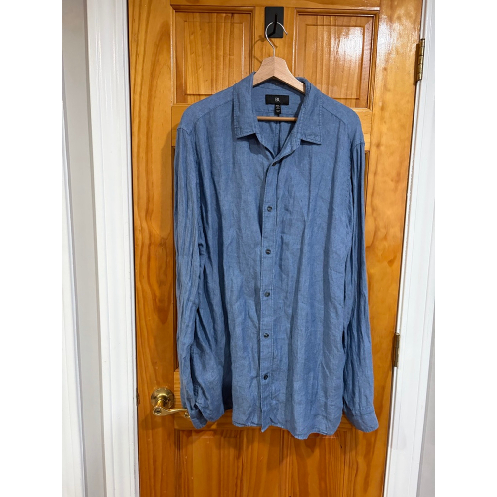 Banana Republic Linen Shirt XXL Tall Slim Fit Blue Chambray